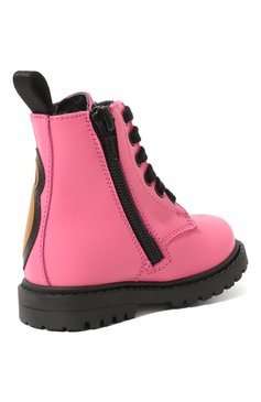 Детские кожаные ботинки MOSCHINO розового цвета, арт. 68800 VAR.3/18-27 | Фото 3 (Материал утеплителя: Натуральный мех; Материал сплава: Проставлено; Нос: Не проставлено)