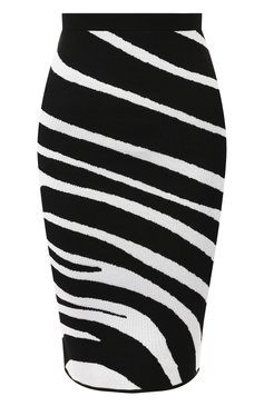 Женская юбка из смеси вискозы и шерсти VERSACE черно-белого цвета, арт. A83018/A230372 | Фото 1 (Женское Кросс-КТ: Юбка-одежда; Длина Ж (юбки, платья, шорты): До колена; Материал внешний: Вискоза; Статус проверки: Проверена категория)