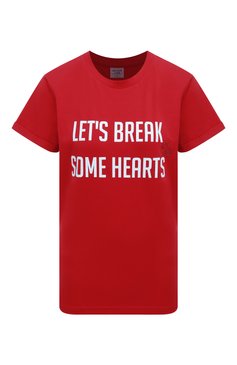 Женская хлопковая футболка SEVEN LAB красного цвета, арт. T BR HEART red | Фото 1 (Рукава: Короткие; Длина (для топов): Стандартные; Принт: С принтом; Материал внешний: Хлопок; Стили: Спорт-шик; Женское Кросс-КТ: Футболка-одежда)