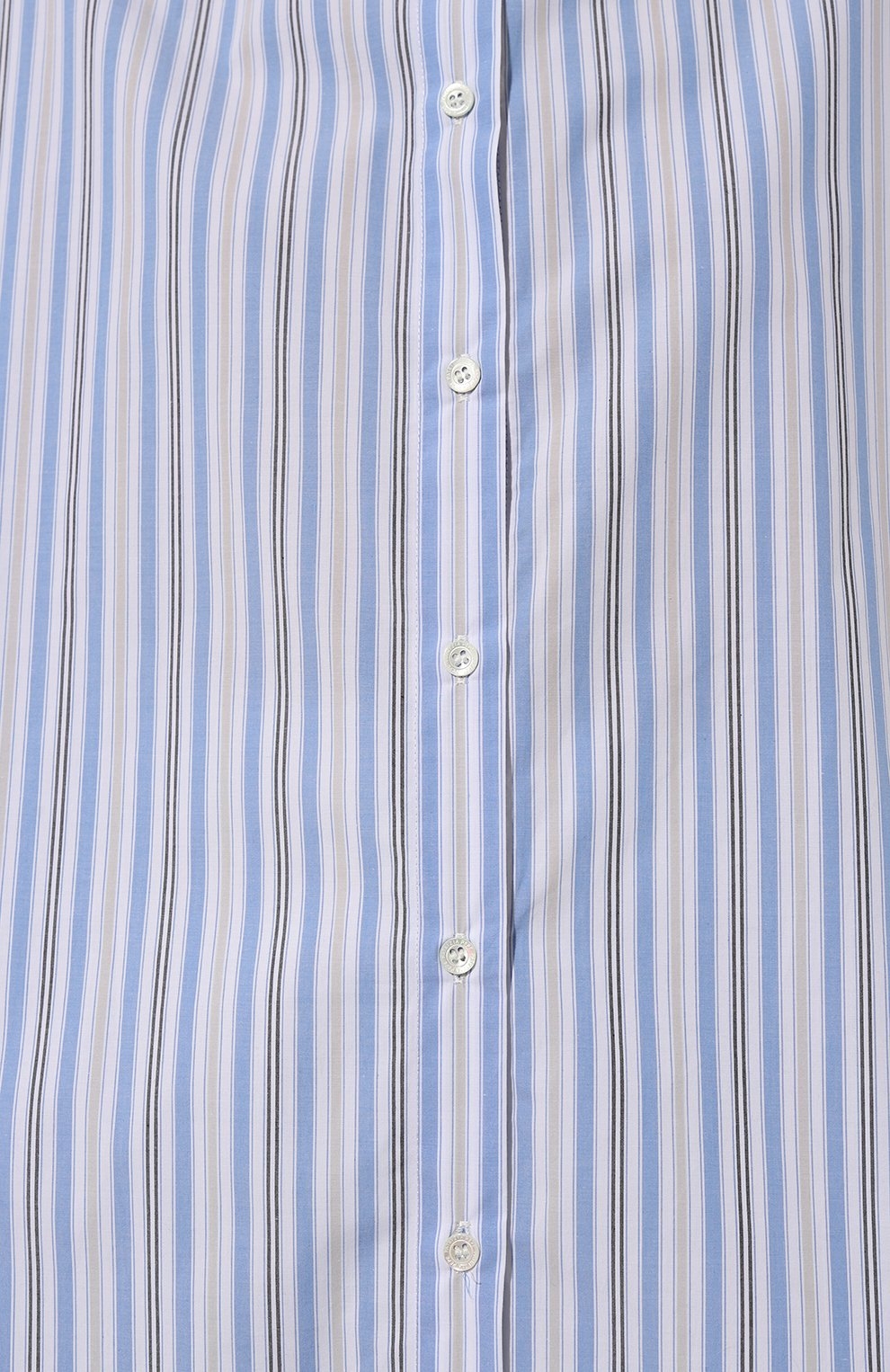 Женская хлопковая рубашка PATRIZIA PEPE голубого цвета, арт. 2C1458_A286 | Фото 5 (Рукава: Длинные; Женское Кросс-КТ: Рубашка-одежда; Принт: С принтом; Длина (для топов): Удлиненные; Материал внешний: Хлопок; Стили: Кэжуэл)