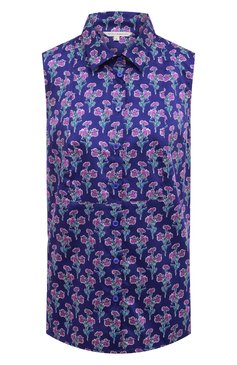 Женская хлопковая блузка NOBLE&BRULEE фиолетового цвета, арт. NB240622 | Фото 1 (Длина (для топов): Стандартные; Принт: С принтом; Материал внешний: Хлопок; Стили: Романтичный; Женское Кросс-КТ: Блуза-одежда)