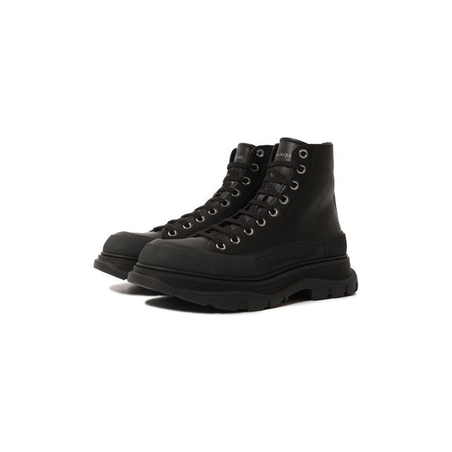 Кожаные ботинки Tread Slick Alexander McQueen черного цвета