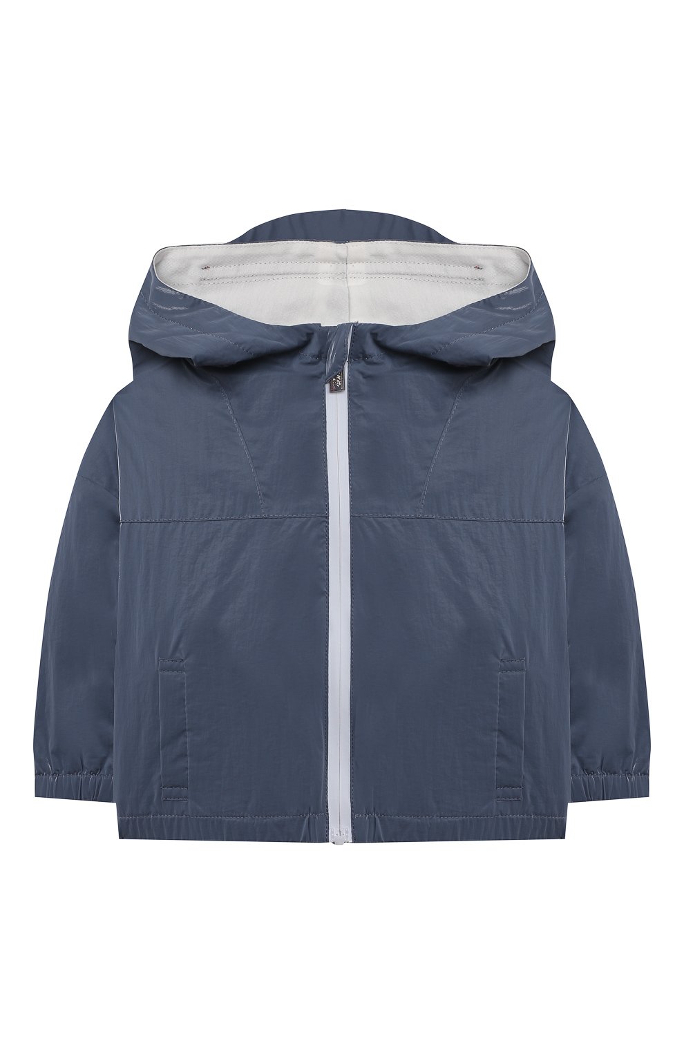 Детского ветровка с капюшоном EMPORIO ARMANI серого цвета, арт. 3KHBT3/1NZUZ/9M | Фото 1 (Региональные ограничения белый список (Axapta Mercury): RU; Кросс-КТ НВ: Ветровка; Ростовка одежда: 3 мес | 62 см, 6 мес | 68 см)