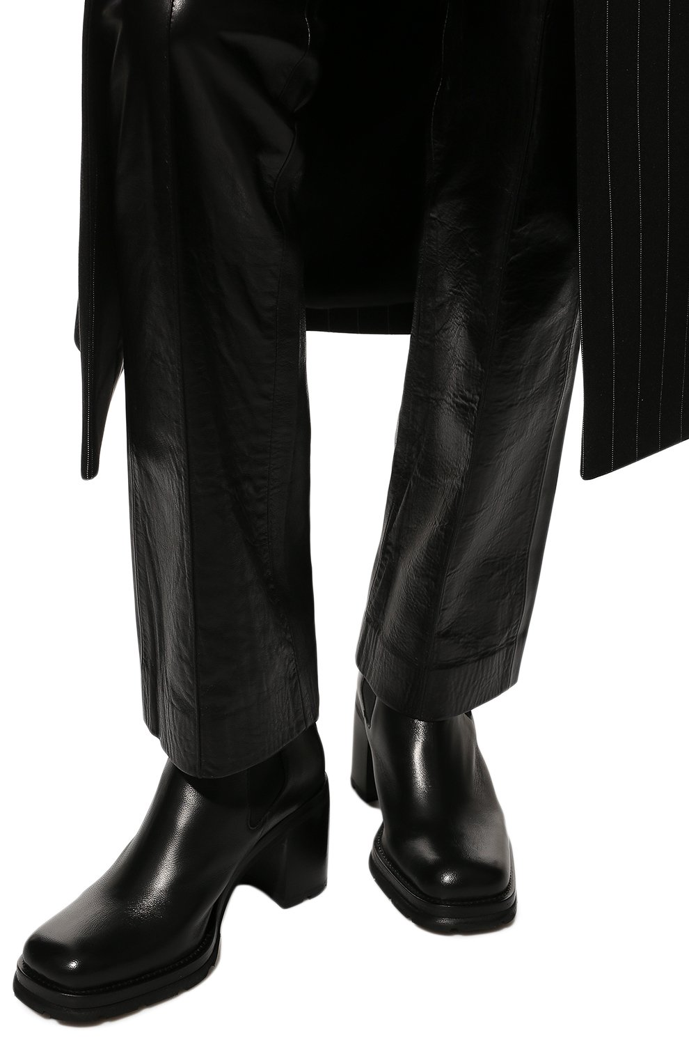 Женские кожаные ботильоны elijah BY FAR черного цвета, арт. 22PFELJBBLNAP | Фото 3 (Материал внешний: Кожа; Материал внутренний: Натуральная кожа; Каблук высота: Средний; Каблук тип: Устойчивый)
