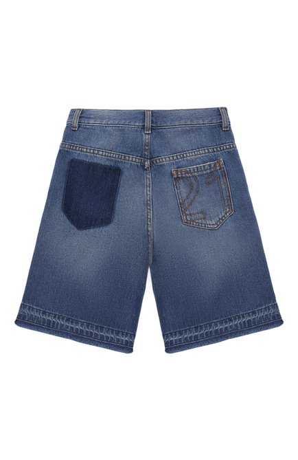 Детские джинсовые шорты N21 синего цвета, арт. N21902/N0338 | Фото 2 (Материал внешний: Хлопок; Нос: Не проставлено; Материал сплава: Проставлено)