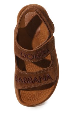 Детские кожаные сандалии DOLCE & GABBANA коричневого цвета, арт. DA5131/AA450/29-36 | Фото 4 (Материал внутренний: Натуральная кожа)