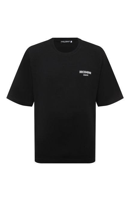 Мужская хлопковая футболка dgvib3 DOLCE & GABBANA черного цвета, арт. G8PB8T/G7K00 | Фото 1 (Драгоценные камни: Проставлено; Рукава: 3/4; Длина (для топов): Стандартные; Материал сплава: Проставлено; Материал внешний: Хлопок)