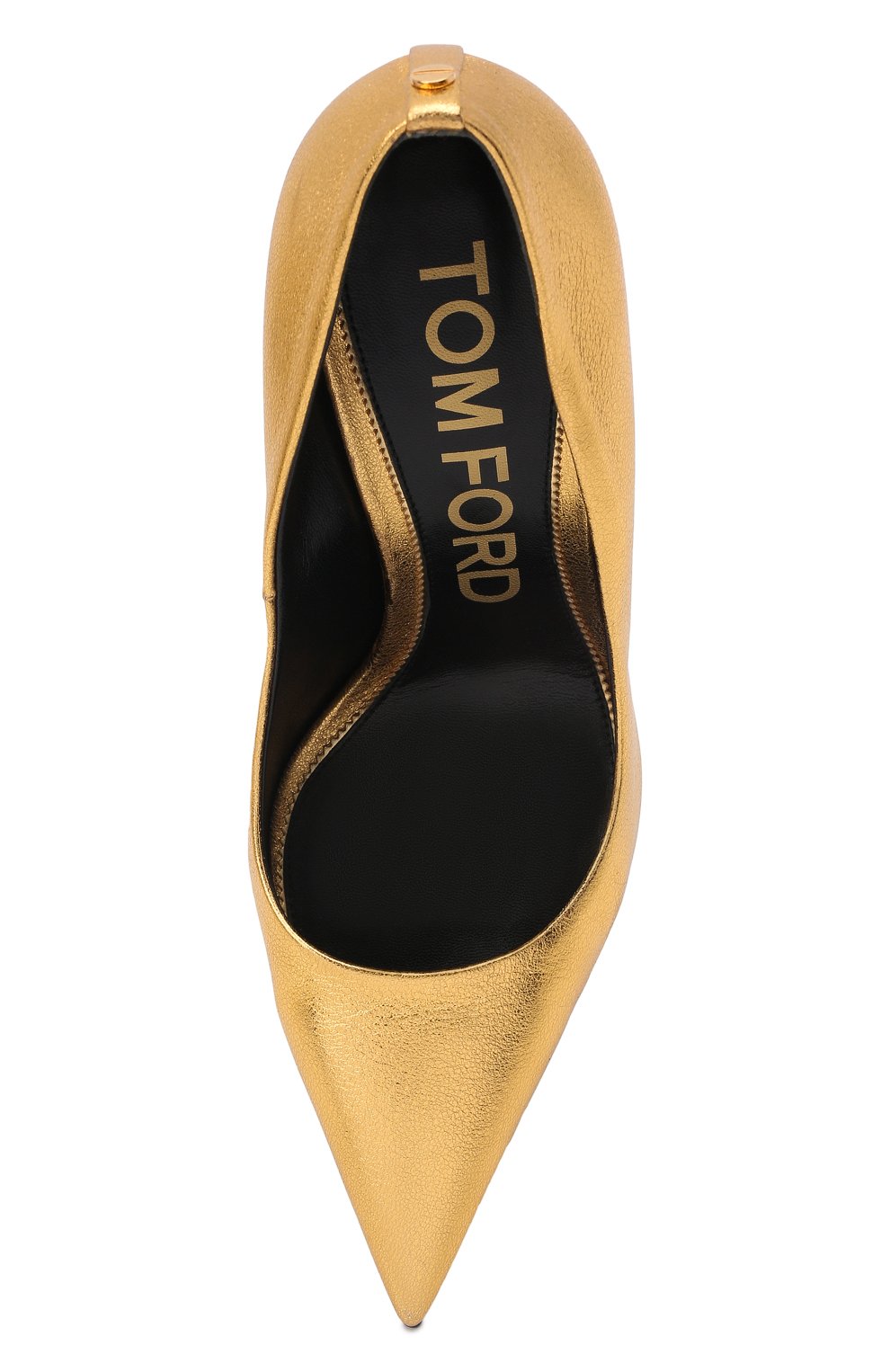 Женские кожаные туфли t screw TOM FORD золотого цвета, арт. W2325T-LSP014 | Фото 6 (Каблук высота: Высокий; Материал внутренний: Натуральная кожа; Каблук тип: Шпилька; Подошва: Плоская)