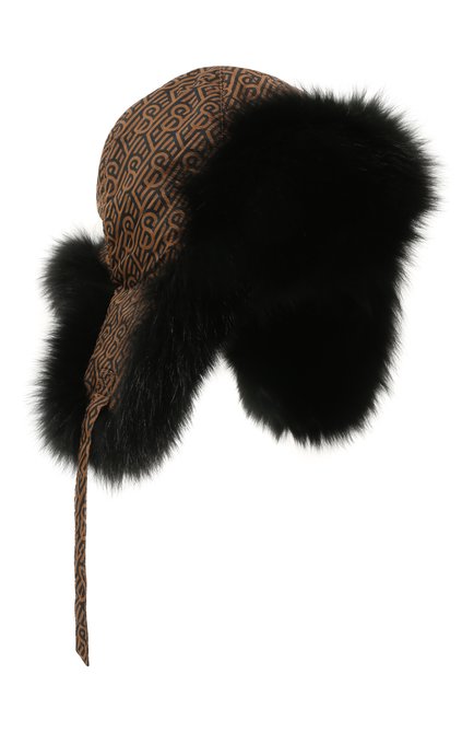 Детского пуховая шапка-ушанка YVES SALOMON ENFANT коричневого цвета, арт. 23WEA015XXD0XW | Фото 1 (Материал: Текстиль, Синтетический материал)