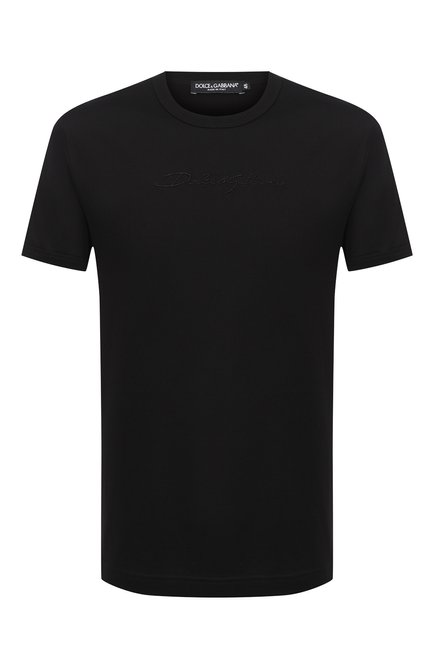 Мужская хлопковая футболка DOLCE & GABBANA черного цвета, арт. G8JX7Z/G7WRN | Фото 1 (Материал внешний: Хлопок; Длина (для топов): Стандартные; Рукава: Короткие; Принт: Без принта; Мужское Кросс-КТ: Футболка-одежда; Стили: Минимализм)