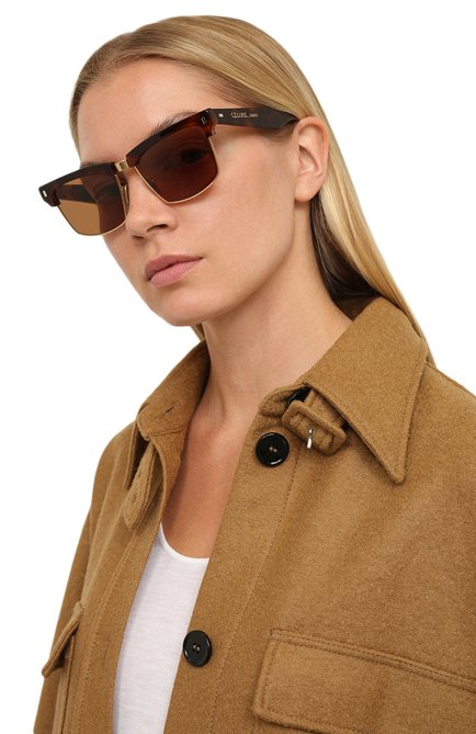 Женские солнцезащитные очки CELINE коричневого цвета, арт. 40054U | Фото 2 (Статус проверки: Проверена категория; Тип очков: С/з; Очки форма: Прямоугольные)