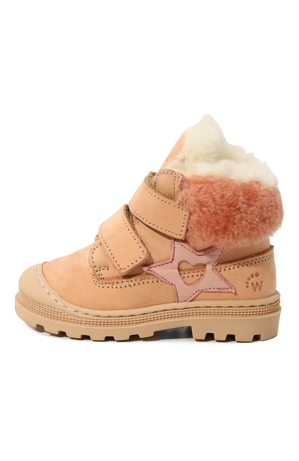 Детские кожаные ботинки WALKEY розового цвета, арт. Y1A5-42862-1667302/20-24 | Фото 2 (Материал утепл ителя: Натуральный мех; Материал сплава: Проставлено; Нос: Не проставлено)