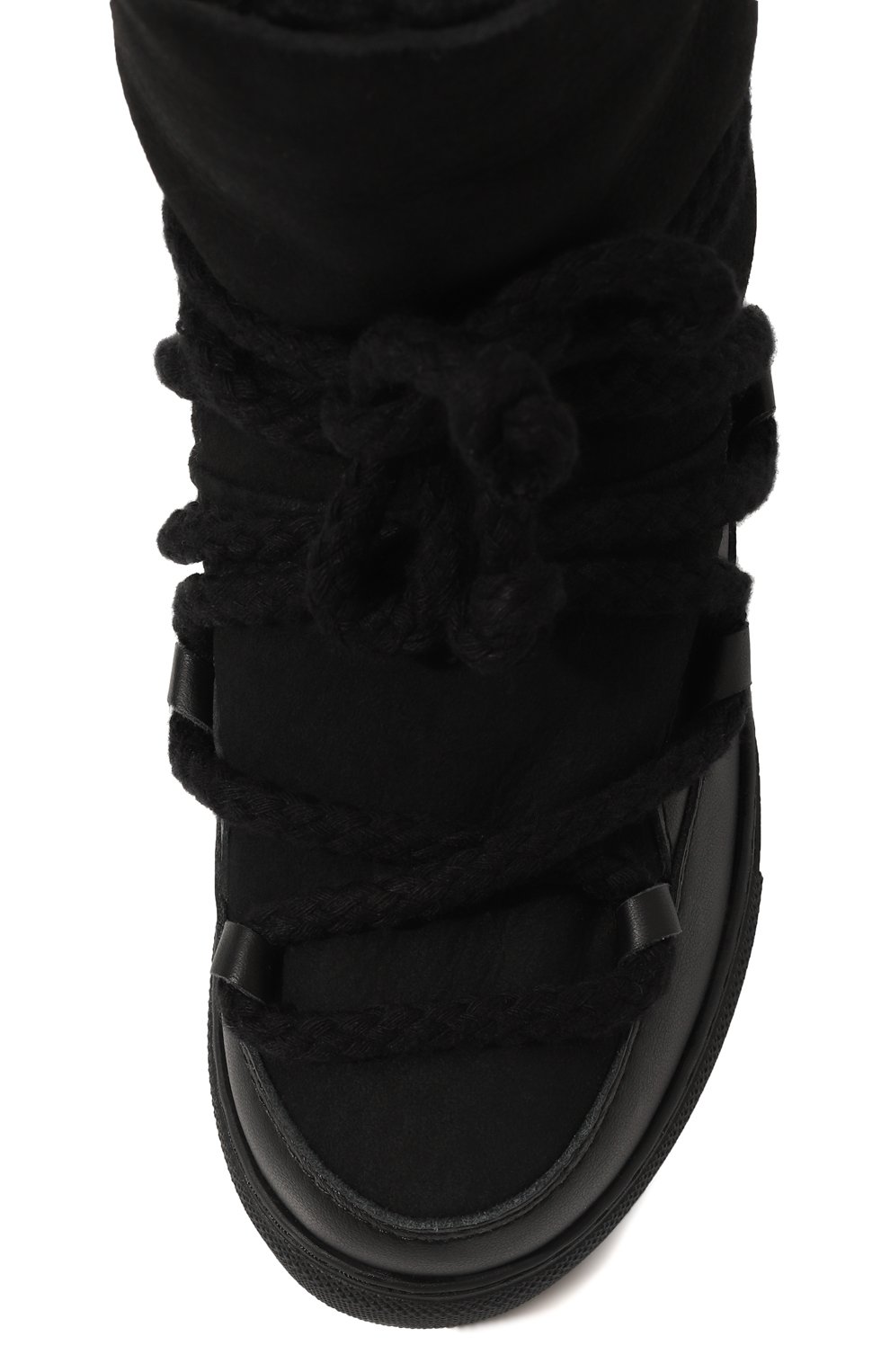 Детские кожаные сапоги INUIKII черного цвета, арт. 65207-001/27-33 | Фото 4 (Материал утеплителя: Натуральный мех; Материал сплава: Проставлено; Нос: Не проставлено)