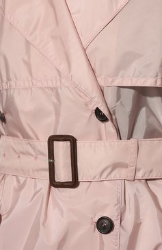 Женский тренч PRADA розового цвета, арт. 291168-1WQ9-F0236-201 | Фото 5 (Рукава: Длинные; Материал внешний: Синтетический материал; Длина (верхняя одежда): Длинные; Стили: Кэжуэл)