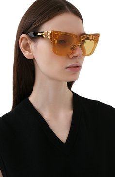 Женские солнцезащитные очки BALMAIN золотого цвета, арт. BPS-106C-150 | Фото 2 (Тип очков: С/з; Очки форма: Квадратные)