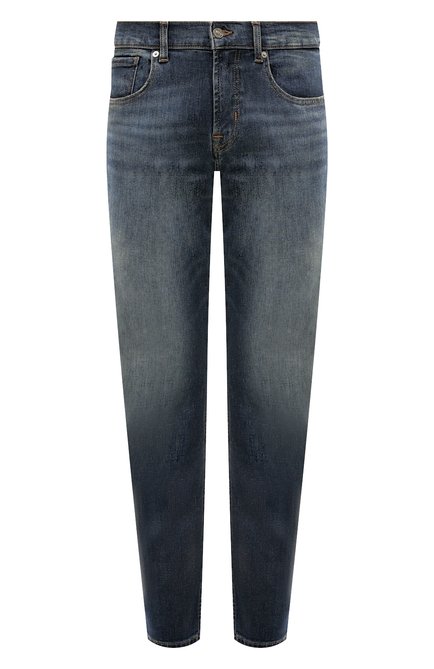 Мужские джинсы 7 FOR ALL MANKIND синего цвета, арт. JSMXC890FC | Фото 1 (Материал сплава: Проставлено; Длина (брюки, джинсы): Стандартные; Материал внешний: Хлопок; Драгоценные камни: Проставлено)