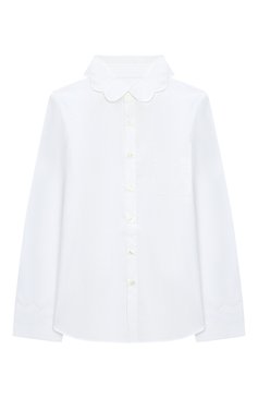 Детское хлопковая блузка BURBERRY белого цвета, арт. 8013749 | Фото 1 (Рукава: Длинные; Материал внешний: Хлопок; Стили: Классический; Статус проверки: Проверена категория)