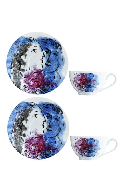 Набор из 2-х чашек с блюдцами les bouquets de fleurs de marc chagall BERNARDAUD разноцветного цвета, арт. 1828/22665 | Фото 1 (Статус проверки: Проверена категория; Ограничения доставки: fragile-2)