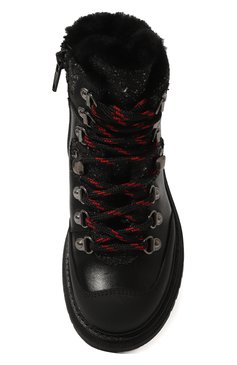 Детские кожаные ботинки MISSOURI черного цвета, арт. 41296/27-30 | Фото 4 (Материал утеплителя: Натуральный мех; Материал сплава: Проставлено; Нос: Не проставлено)