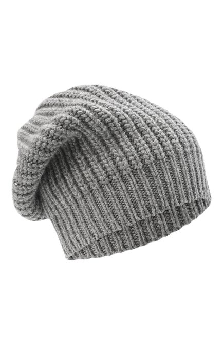 Женская шапка из смеси кашемира и шелка BRUNELLO CUCINELLI серого цвета, арт. M32373999 | Фото 1 (Материал: Кашемир, Шерсть, Текстиль)