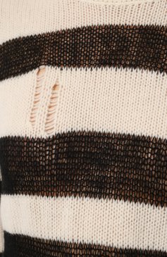 Женский свитер из кашемира и шерсти RTA черно-белого цвета, арт. WH22S396-T1076WBSTP | Фото 5 (Женское Кросс-КТ: Свитер-одежда; Материал внешний: Шерсть, Синтетический материал, Кашемир; Рукава: Длинные; Длина (для топов): Стандартные; Материал сплава: Проставлено; Драгоценные камни: Проставлено; Стили: Кэжуэл)