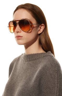 Женские солнцезащитные очки TOM FORD бежевого цвета, арт. TF900 | Фото 2 (Региональные ограничения белый список (Axapta Mercury): RU; Тип очков: С/з; Оптика Гендер: оптика-женское; Очки форма: Авиаторы)