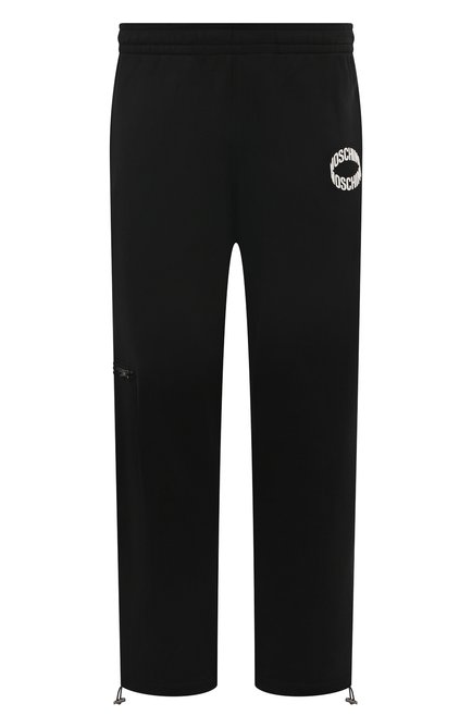 Мужские хлопковые брюки MOSCHINO черного цвета, арт. A0376/2028 | Фото 1 (Драгоценные камни: Проставлено; Длина (брюки, джинсы): Стандартные; Материал внешний: Хлопок; Материал сплава: Проставлено)