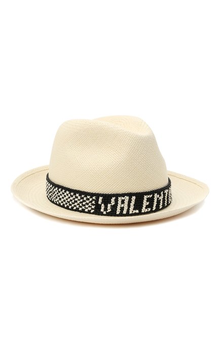 Женская соломенная шляпа valentino x borsalino VALENTINO черно-белого цвета, арт. VW2HAA57/WDI | Фото 1 (Материал: Растительное волокно; Региональные ограничения белый список (Axapta Mercury): RU)