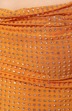 Женский топ с отделкой стразами SELF-PORTRAIT оранжевого цвета, арт. PF23-174T-O | Фото 5 (Стили: Гламурный; Материал внешний: Синтетический материал; Материал подклада: Синтетический материал; Длина (для топов): Укороченные)
