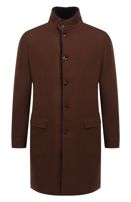 Мужской кашемировое пальто с меховой подкладкой LORO PIANA коричневого цвета по цене 1305000 руб., арт. FAF4118 | Фото 1