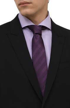 Мужской шелковый галстук LANVIN фиолетового цвета, арт. 1305/TIE | Фото 2 (Принт: С принтом; Материал: Текстиль, Шелк; Материал сплава: Проставлено; Нос: Не проставлено)