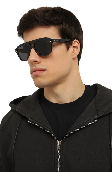 Мужские солнцезащитные очки GUCCI черного цвета, арт. GG1263S 001 | Фото 2 (Нос: Не проставлено; Региональные ограничения белый список (Axapta Mercury): Не проставлено; Кросс-КТ: С/з-мужское; Тип очков: С/з; Оптика Гендер: оптика-мужское)