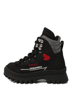 Детские кожаные ботинки DSQUARED2 черного цвета, арт. 75661/20-27 | Фото 2 (Кросс-КТ: хайкеры; Материал сплава: Проставлено; Нос: Не проставлено; Материал внутренний: Текстиль)