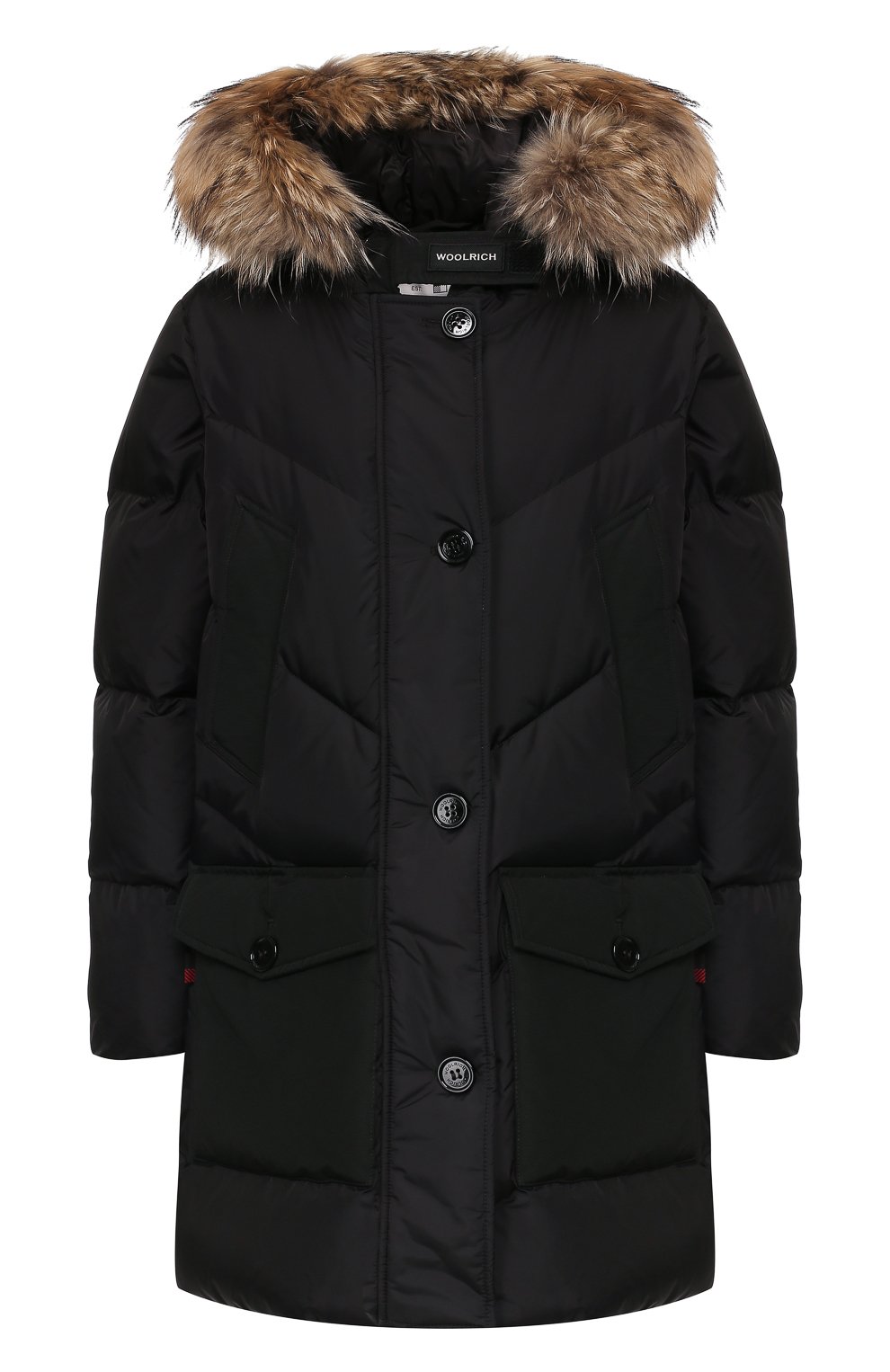 Женский черный пуховик woolrich logo WOOLRICH купить в интернет ...
