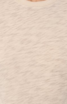 Женская хлопковая футболка ATM ANTHONY THOMAS MELILLO кремвого цвета, арт. AW1145FK | Фото 5 (Принт: Без принта; Рукава: Короткие; Материал сплава: Проставлено; Материал внешний: Хлопок; Женское Кросс-КТ: Футболка-одежда; Драгоценные камни: Проставлено; Стили: Кэжуэл)