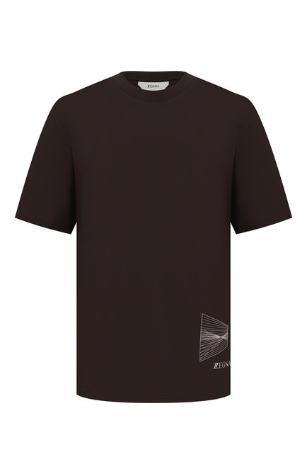 Мужская хлопковая футболка Z ZEGNA темно-коричневого цвета по цене 22950 руб., арт. VY372/ZZ651D | Фото 1