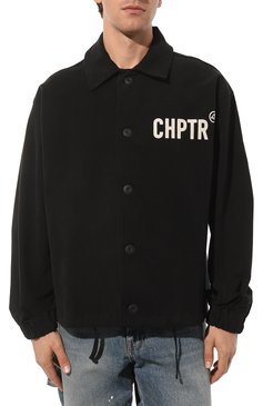 Мужская хлопковая куртка-рубашка TEE LIBRARY черного цвета, арт. TCF-43-JK-BK | Фото 3 (Рукава: Длинные; Кросс-КТ: Деним; Материал сплава: Проставлено; Материал внешний: Хлопок; Драгоценные камни: Проставлено; Длина (верхняя одежда): Короткие; Стили: Кэжуэл)