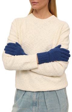 Женские кашемировые перчатки INVERNI синего цвета, арт. 5299 GU | Фото 2 (Материал: Текстиль, Кашемир, Шерсть; Кросс-КТ: Трикотаж; Материал сплава: Проставлено; Нос: Не проставлено)