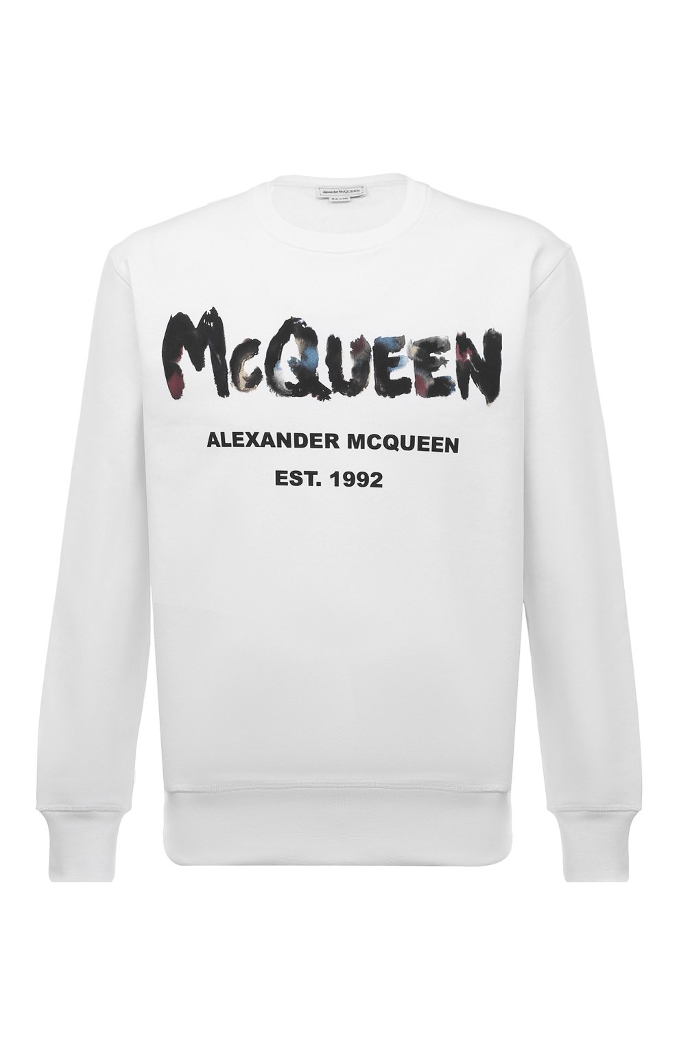 Хлопковый свитшот Alexander McQueen белого цвета