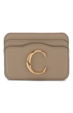 Женский кожаный футляр для кредитных карт CHLOÉ серого цвета, арт. CHC19UP085A37 | Фото 1 (Материал: Натуральная кожа)