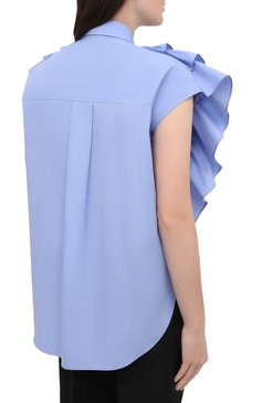 Женская хлопковая блузка BRUNELLO CUCINELLI голубого цвета, арт. MF799NJ705 | Фото 4 (Принт: Без принта; Рукава: Короткие; Длина (для топов): Удлиненные; Региональные ограничения белый список (Axapta Mercury): RU; Материал внешний: Хлопок; Стили: Романтичный; Женское Кросс-КТ: Блуза-одежда)