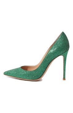 Женские текстильные туфли gianvito 105 GIANVITO ROSSI зеленого цвета, арт. G28470.15RIC.STHGREE | Фото 4 (Материал внешний: Текстиль; Каблук высота: Высокий; Материал внутренний: Натуральная кожа; Каблук тип: Шпилька; Подошва: Плоская)
