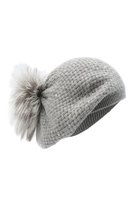 Женская кашемировая шапка WILLIAM SHARP серого цвета, арт. A32-15/PEARL F0X NATURAL | Фото 1 (Материал: Шерсть, Кашемир, Текстиль)