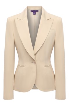Женский шерстяной жакет RALPH LAUREN кремвого цвета, арт. 290840098 | Фото 1 (Материал внешний: Шерсть; Рукава: Длинные; Случай: Повседневный; Длина (для топов): Стандартные; Региональные ограничения белый список (Axapta Mercury): RU; 1-2-бортные: Однобортные; Женское Кросс-КТ: Жакет-одежда; Материал подклада: Купро; Стили: Кэжуэл)