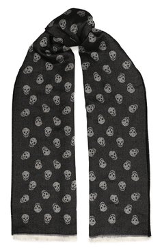 Женский шарф ALEXANDER MCQUEEN черно-белого цвета, арт. 590934/4418Q1078 | Фото 1 (Материал: Текстиль; Материал сплава: Проставлено; Нос: Не проставлено)