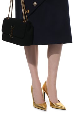 Женские кожаные туфли t screw TOM FORD золотого цвета, арт. W2325T-LSP014 | Фото 3 (Каблук высота: Высокий; Материал внутренний: Натуральная кожа; Каблук тип: Шпилька; Подошва: Плоская)