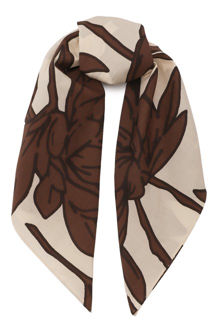 Женский хлопковый платок BRUNELLO CUCINELLI коричневого цвета, арт. MF0U0020 | Фото 1 (Материал: Хлопок, Текстиль; Материал сплава: Проставлено; Нос: Не проставлено)