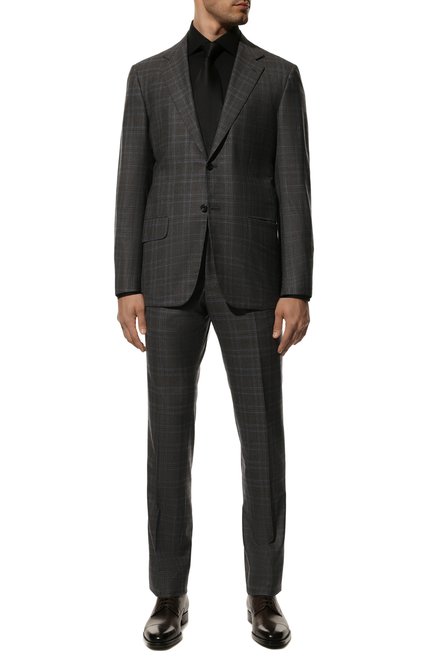 Мужской шерстяной костюм в клетку с однобортным пиджаком KITON серого цвета по цене 726500 руб., арт. UA81K01X32 | Фото 1