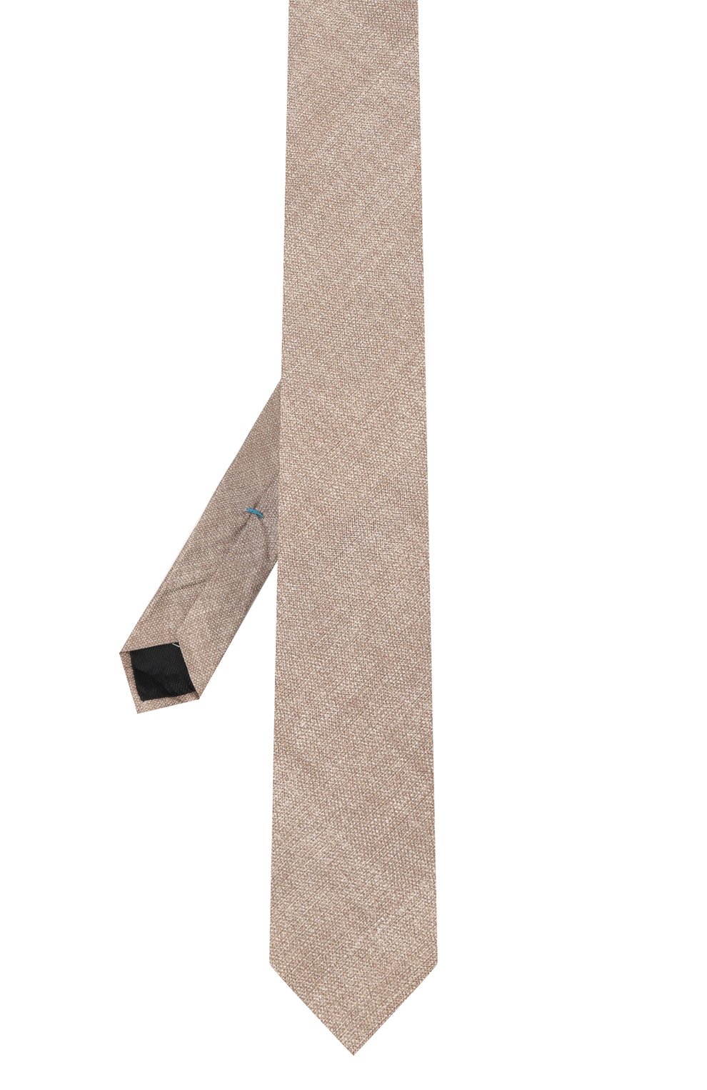 Мужской галстук GIAMPAOLO темно-бежевого цвета, арт. GLR-80/T38047 | Фото 3 (Материал: Текстиль, Шелк, Хлопок; Принт: Без принта; Материал сплава: Проставлено; Нос: Не проставлено)