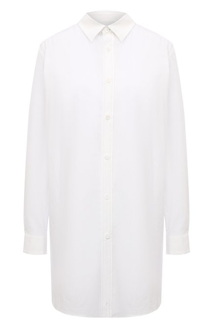 Женская хлопковая рубашка Y`S белого цвета, арт. YT-B01-030 | Фото 1 (Стили: Минимализм; Рукава: Длинные; Материал внешний: Хлопок; Принт: Без принта; Длина (для топов): Удлиненные; Женское Кросс-КТ: Рубашка-одежда; Региональные ограничения белый список (Axapta Mercury): RU)